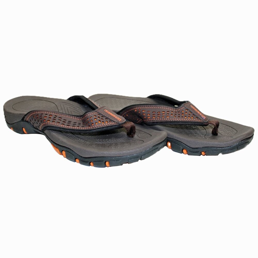 Mens Sport Flip Flops Comfort Casual Thong Sandal Outdoor Brown Orange Size 9/10